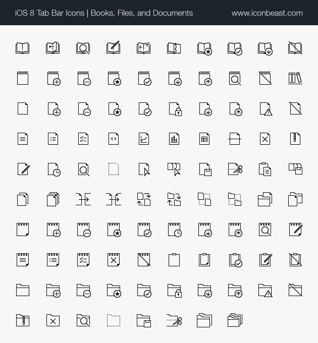 iOS tab bar icons books files documents