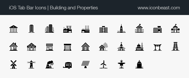 iOS tab bar icons buildings and properties