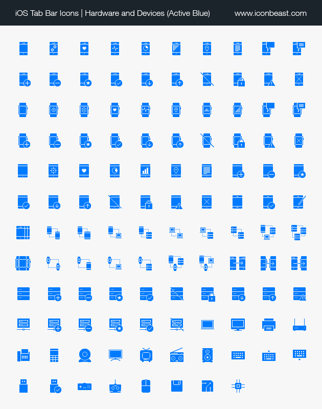 hardware devices iOS tab bar icons blue