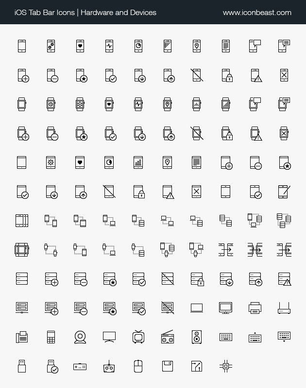 iOS tab bar icons hardware devices