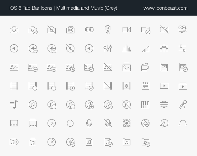multimedia music iOS tab bar icons black