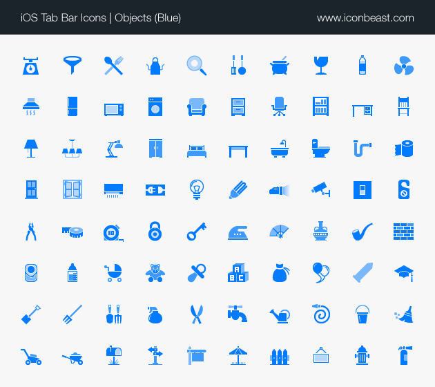 objects iOS tab bar icons blue