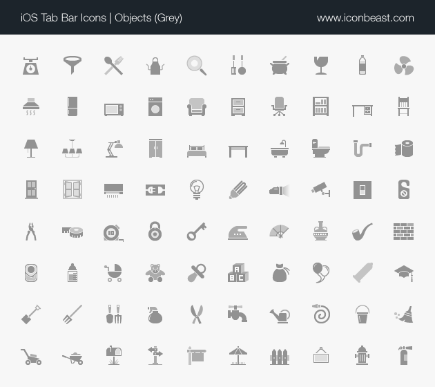 objects iOS tab bar icons grey