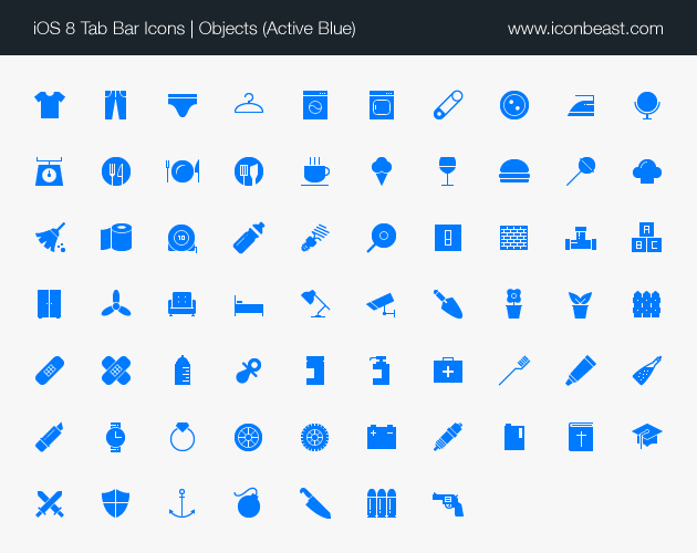 objects iOS tab bar icons blue