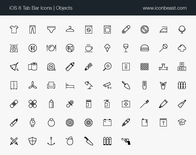 objects iOS tab bar icons black