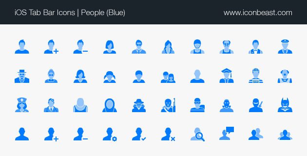 people iOS tab bar icons blue