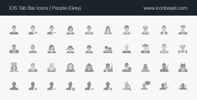 people iOS tab bar icons grey