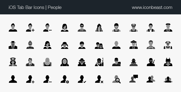 people iOS tab bar icons black