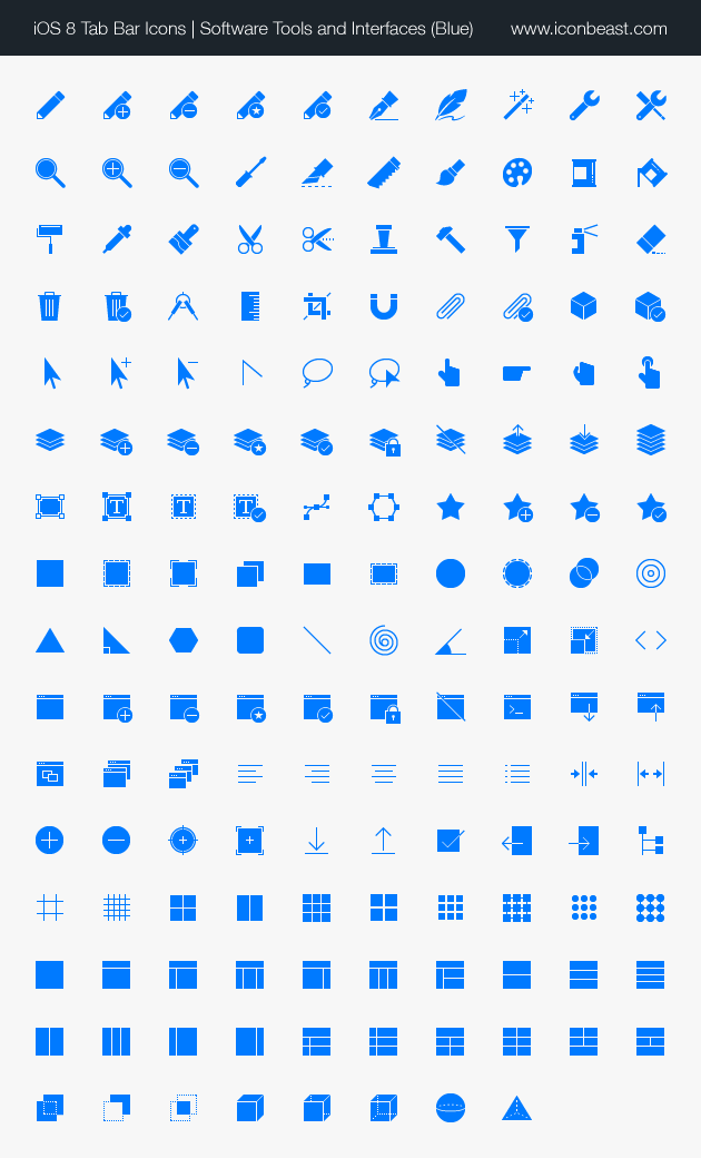 software tools interfaces iOS tab bar icons blue