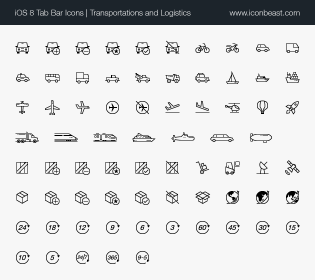 iOS tab bar icons transportations logistics