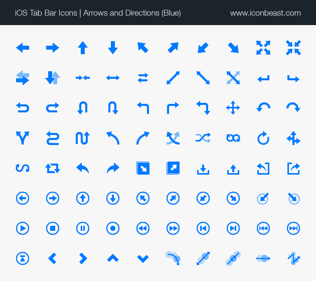 arrows and directions iOS tab bar icons blue