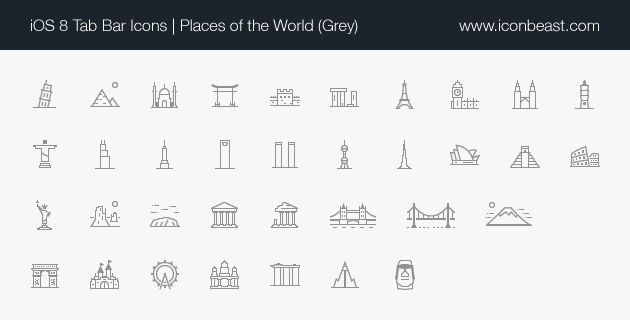 places world iOS tab bar icons black